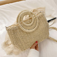 Yogodlns Summer Women Straw Beach Bag Handmade Crossbody Bag Raffia Circle Rattan Bags Bohemian Casual Woven Basket bags