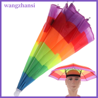 Wangzhansi หมวกครอบหัวหมวกร่มตกปลาแบบพับได้,หมวกกันหมวกบังแดดพร้อมสายคล้อง1ชิ้น