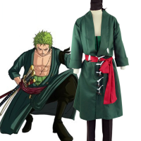 อะนิเมะ เครื่องแต่งกาย Roronoa Zoro คอสเพลย์ Kostum ฮาโลวีน Pakaian Peran Kimono Pakaian Seragam Pesta ชุดเครื่องแต่งกาย Party