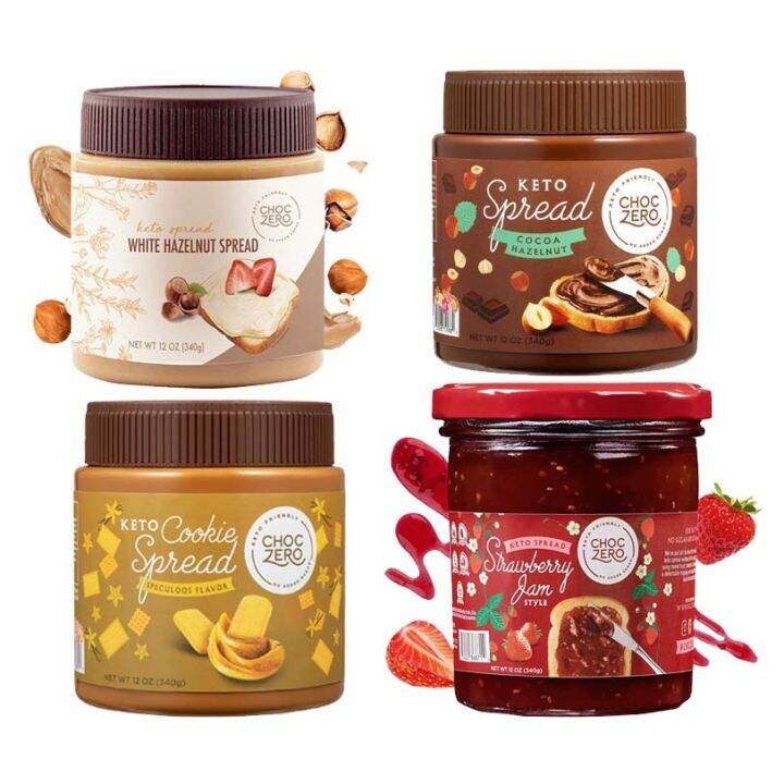 AJDL selluy2ldob ChocZero Keto Spread Cocoa Hazelnut White Choco