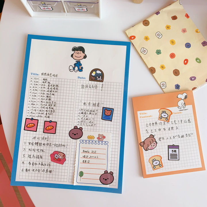 เกาหลีins-sticky-note-pads-little-boyป้ายการ์ตูนหมีนักเรียนตารางself-adhesive-memo-notepadสาวสำนักงานเครื่องเขียน-yrrey