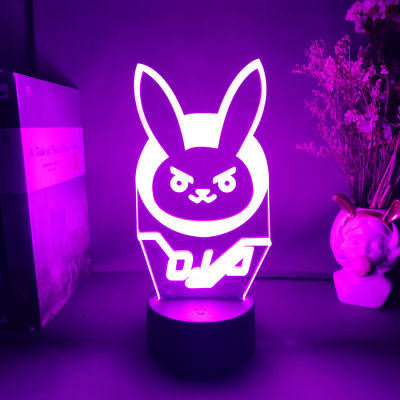 Game Overwatch Figurine DVA Rabbit Bunny Night Lamp Holiday Atmosphere Lighting Decoration Cool Friend Gift Gaming Room Setup