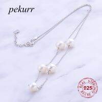 【The-Best】 Gift Pop Pekurr 925เงินสเตอร์ลิง5ชิ้น7มิลลิเมตรสร้อยคอมุกน้ำจืดธรรมชาติสำหรับผู้หญิงเครื่องประดับ Fine เงินจี้ของขวัญ