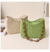 Seaside Straw Bag Armpit Bag Fashion Popular Candy Color Straw Woven Bag Women Tote Bag Beach Bag