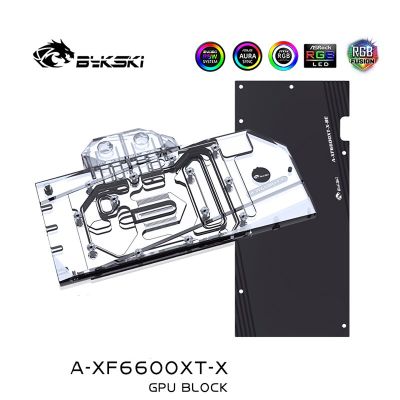 Bykski GPU Water Cooling Block สำหรับ XFX Radeon RX 6600XT Speedster Merc 308/V2 OC,VGA Copper Cooling Radiator,5V/12V A-XF6600XT-X
