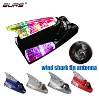 EURS Car Antenna Wind Shark Fin Antenna LED Light Auto Radio Signal Aerial Roof Anticollision Decoration Lights Car Styling