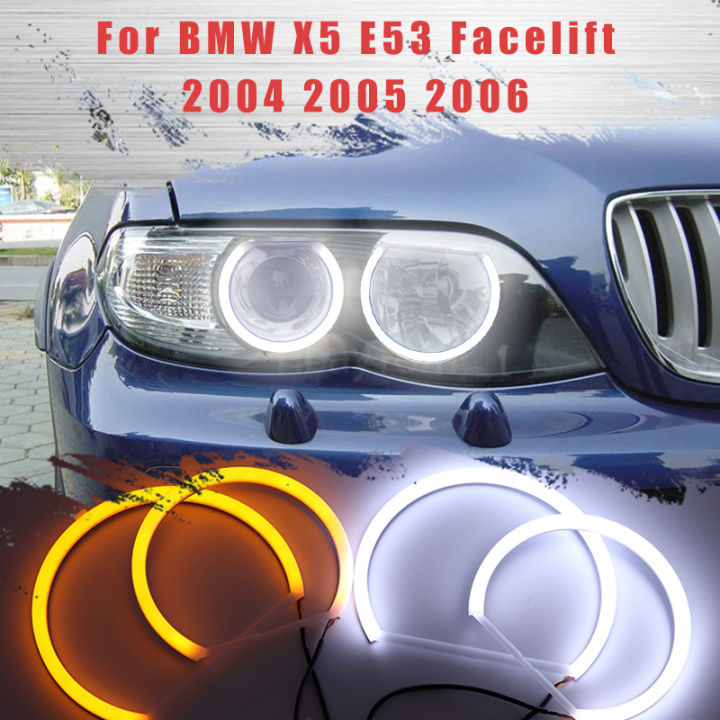 LED SMD Cotton Light Switchback Angel Eye Halo Ring DRL Kit for BMW X5 E53  Facelift 2004 2005 2006
