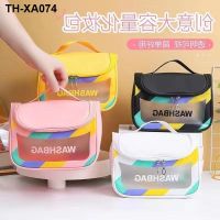 New transparent make-up wash gargle bag portable ins bath waterproof large capacity to receive package PVC splicing cosmetic bag