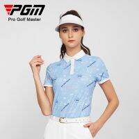 PGM Womens Golf Short Sleeve T-shirt Sports Fabric Digital Printing Golf Wear for Women YF562