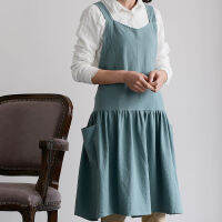 Red Pink Yellow Cotton Linen Apron Florist Artist Painter Craft Work Wear Waitress Barista Pastry Catering Event Uniform D88