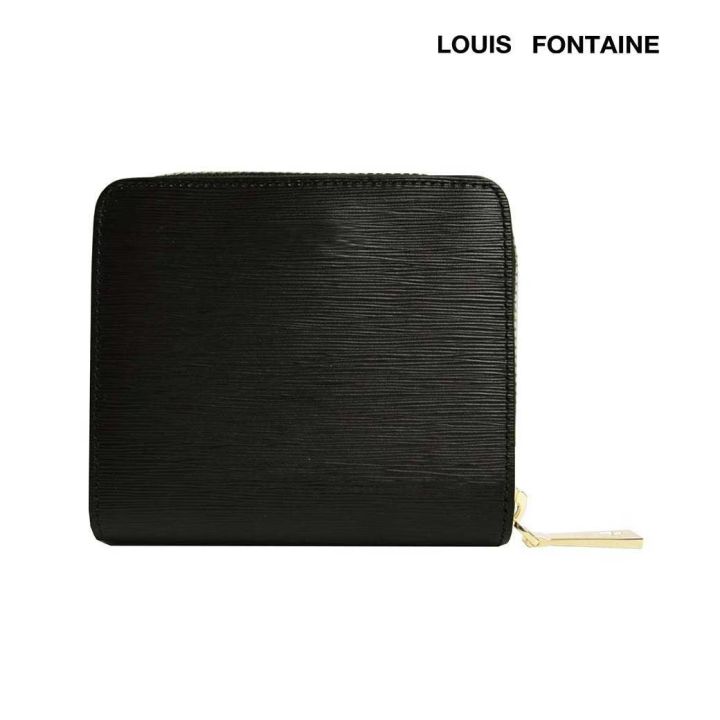 louis-fontaine-กระเป๋าสตางค์พับสั้นซิปรอบ-ช่องใส่บัตรแยก-รุ่น-gems-สีดำ-lfw0016