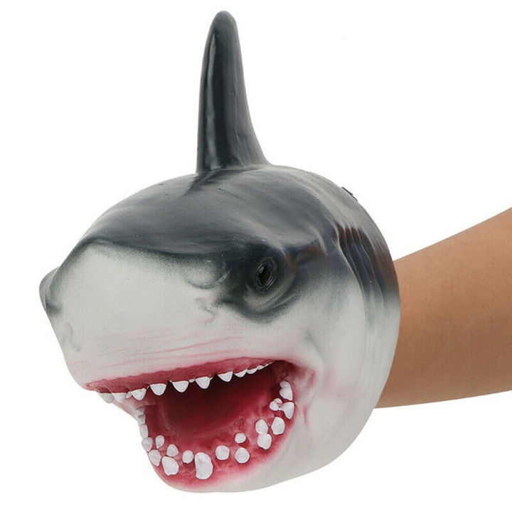ของเล่นหุ่นมือรูปปลาฉลามหุ่นบทบาทของเล่นยางนุ่มหัวฉลามสัตว์ทะเลสมจริง6-3นิ้ว