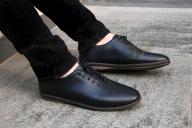 Giày da nam buộc dây kiểu Derby đơn giản 3 màu trắng nâu đen mãu G158 giày 3V thumbnail