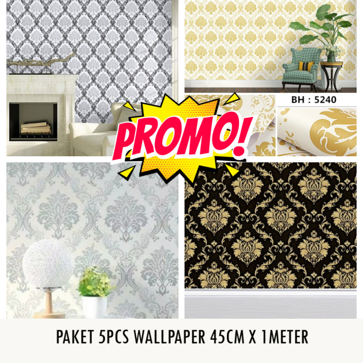 Stiker Dinding Kamar 1 Meter 5 Roll Motif Batik Elegant / Wallpaper ...