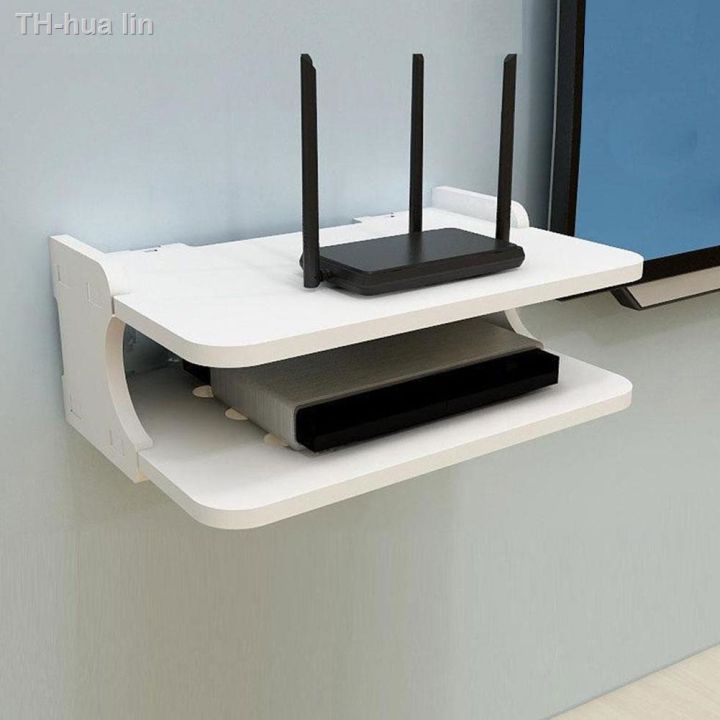 hua-lin-wall-mount-punching-ฟรีกล่องทีวี-router-ชั้นวาง-set-top-bracket-ผู้ถือ-dvd-rack-ไม้-2-ชั้น