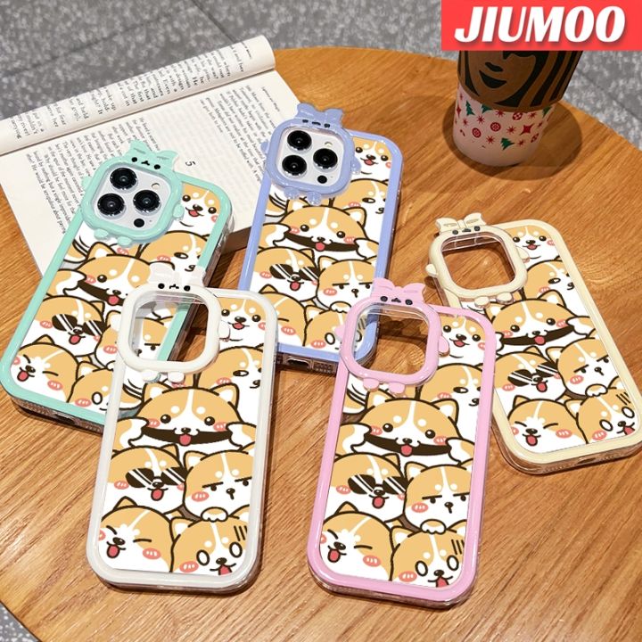 เคส-jiumoo-สำหรับ-iphone-13-iphone-13-pro-iphone-13-pro-iphone-13-pro-max-เคสการ์ตูนสุนัขชิบะอินุน่ารักสร้างสรรค์เลนส์กล้องถ่ายรูปสัตว์ประหลาดน้อยน่ารักป้องกันเคสนิ่มใส่โทรศัพท์กันกระแทกแบบใสปลอกซิลิโ