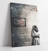 Banksy- Alice Out Of Wonderland กราฟฟิตีพิมพ์ศิลปะบนผืนผ้าใบสำหรับติดกำแพงงานศิลปะสตรีท1ชิ้นพร้อมกรอบหรือไร้กรอบ