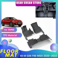 พรมเช็ดเท้ารถยนต์สำหรับ BMW X6 M M50i F96 G06 M50d 2020 ~ 2023 2021 2022ชิ้นส่วนรถยนต์ TPE แผ่นรองพรมฝาครอบแบบกำหนดเองอุปกรณ์เสริมพรม