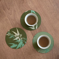 Spot parcel post New Chinese Style R Brocade Coaster Zen Bamboo Rhyme Heat Proof Mat Saucer Kung Fu Tea Ceremony Utensils Square