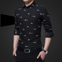 CODAndrew Hearst Gentle Cotton Casual Floral Shirt Mens Korean long-sleeve Shirts business slim fit men blouse big size YoHomie