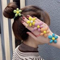 Candy color leather cute hair rope flowers, hip, simple hair ring kids hair accessories