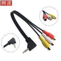 High Speed 90degree 3.5 mm Male Jack To 3 RCA Female Plug Adapter Audio Converter Video AV Cable Wire Cord