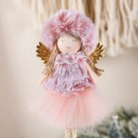 Pink Plush Angel Girls Doll Xmas Tree Hanging Pendants Merry Christmas 2022 Decor For Home 2023 Kids Navidada Gifts Favor Christmas Ornaments