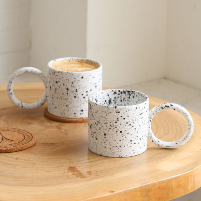 Nordic Mugs With Big Round Handle Ceramic Creative Splash-ink Cups Large For Coffee Tea nique Gift For Mother Friends Home Decor