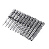 หัวไขควง Hex Torx ชิ้นส่วนสกรูไดรเวอร์หัวท็อกขนาด50มม. 1/4นิ้ว12ชิ้นสำหรับอุปกรณ์ทำมือไฟฟ้า