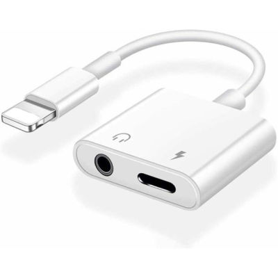 อะแดปเตอร์หูฟังสำหรับ iPhone, 2 in 1 Lightning ถึง 3.5 มม. AUX Audio + Charger, สำหรับ iPhone 13 12 mini 11 Pro Max XR Xs 7 + 8 Plus