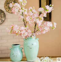 ช่อดอกซากุระปลอม ดอกพีช แบบตะวันออก สําหรับตกแต่งงาน ดอกไม้ประดิษฐ์ซากุระ กิ่งแซมซากุระชมพูอ่อน ประดับแจกัน