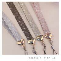 【Extraordinary Products】ที่ใส่ป้ายโทรศัพท์ USB แขวนเชือก Lariat Lanyard Glitter หัวใจป้องกันการสูญหายสำหรับพวงกุญแจ ID Card Pass Mobile