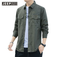 JEEP สปิริตเสื้อแขนยาวสำหรับผู้ชาย,เสื้อฝ้ายแท้ลำลองสำหรับผู้ชายคนใหม่ฤดูใบไม้ร่วงฤดูใบไม้ร่วง