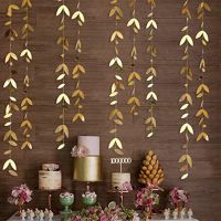 Lennie1 13 Ft Mirror Gold Paper Leaf Garlands Leaves Streamer Decorations Hanging for Birthday Baby Shower Wedding Xmas Party Decor