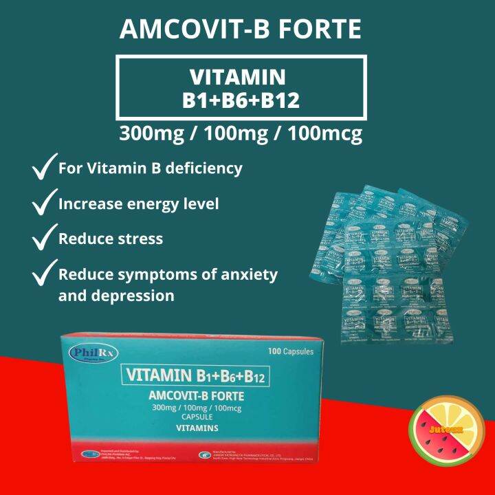 Amcovit B Forte B Complex Vitamin B1 B6 B12 300mg 100mg 100mcg Lazada Ph