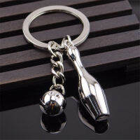 FREE shipping 10pcslot New Zinc Alloy Bowling Keychains Metal Sports Keyrings for Gifts