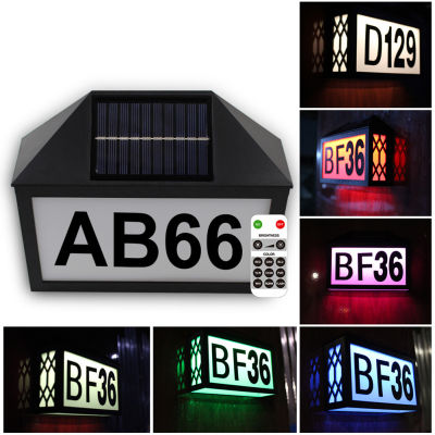 LED Solar Solar Doorplate Light with Alphanumeric Multicolored Wall Light Colorful Doorplate Remote Garden Numbers Sign Lamps