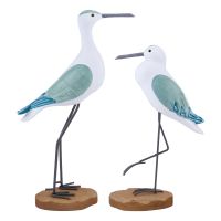 Green Seagull Bird Statue Figurine Nautical Ornament Sculpture Wooden Decor Beach Coastal Sea Figurines Statues Simulation Desktop