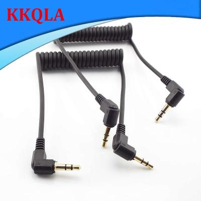 QKKQLA 3.5mm Male to Male Jack Plug 3 Pole Stereo 90 Degree Car Aux Speaker Wire Spring Audio Cable for Mp3 Mobile Phone