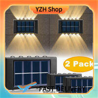 YZH Shop โคมไฟกำแพงขึ้นลงกันน้ำ Ip65ไฟส่องทาง Led พลังงานแสงอาทิตย์ใช้งานกลางแจ้ง2ชิ้นสำหรับลานบ้านทางเดินบันไดขั้นบันไดตกแต่งรั้วสวน