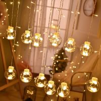 Led Fairy Curtain Lights Moon Stars of String Light with Remote Indoor Outdoor Decorative Christmas Twinkle lamp for Bedroom