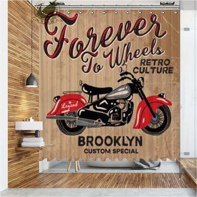 Vixm Vintage Motorcycle Shower Curtains Classic Racer Waterproof Polyester Fabric Bathroom Curtains For Home Decor