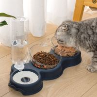 Automatic 3-in-1 Pet Cat Bowl Feeder Dog Cat Food Bowl With Water Fountain Double Bowl Drinking Raised Stand Dish Bowls Cat Tool