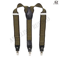 ANGELINO RUFOLO Suspenders(สายเอี๊ยม) 3.5 CM. รูปทรงYแบบปรับความยาวได้ คุณภาพเยี่ยม ดีไซน์ Horizontal Stripes สีน้ำตาล/สีกรมท่า/สีดำ