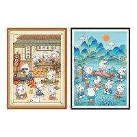 Rabbits NeedleworkDIY Cross-stitchFull Embroidery Kits Patterns Chinese Cross Stitch Printed on Canvas Cartoon New Arrival