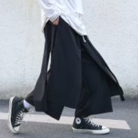 CODkecanm8 Dark Samurai Fake Two-Piece Pants Men Street Wear Fatty Plus Fat Size Straight Trousers Loose Aut