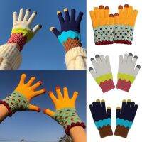 Womens Gloves Thicken Warm Stretch Knitted Imitation Wool Couples Outdoor Skiing