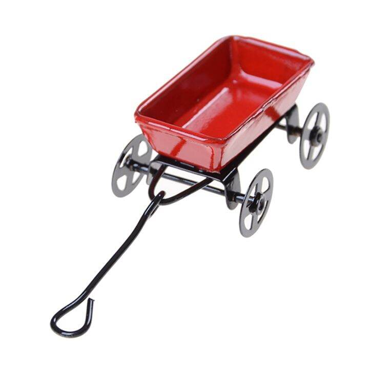 1-12-mini-cute-dollhouse-miniature-metal-red-small-pulling-cart-garden-miniature-furniture-accessories