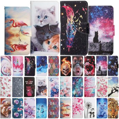「Enjoy electronic」 Cute Flower Cat Painted Leather Flip Case For Samsung Galaxy S8 Plus S9 S10 S20 S21 S22 Ultra Wallet Card Holder Phone Cover