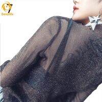 ♛SL Fashion Korean Cheap Spring Autumn Women Long-sleeve baju perempuan T-shirt y Mesh Blouses Long Sleeve High Neck Tops Perspective Ladies Girl